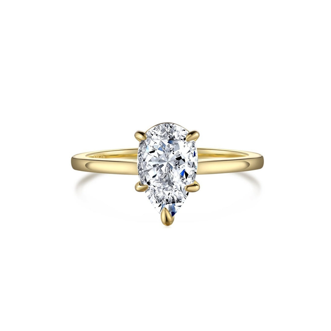 Pearl Cut 925 Sterling Silver Gold Ring