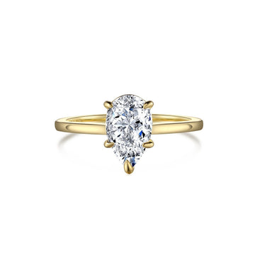 Pearl Cut 925 Sterling Silver Gold Ring
