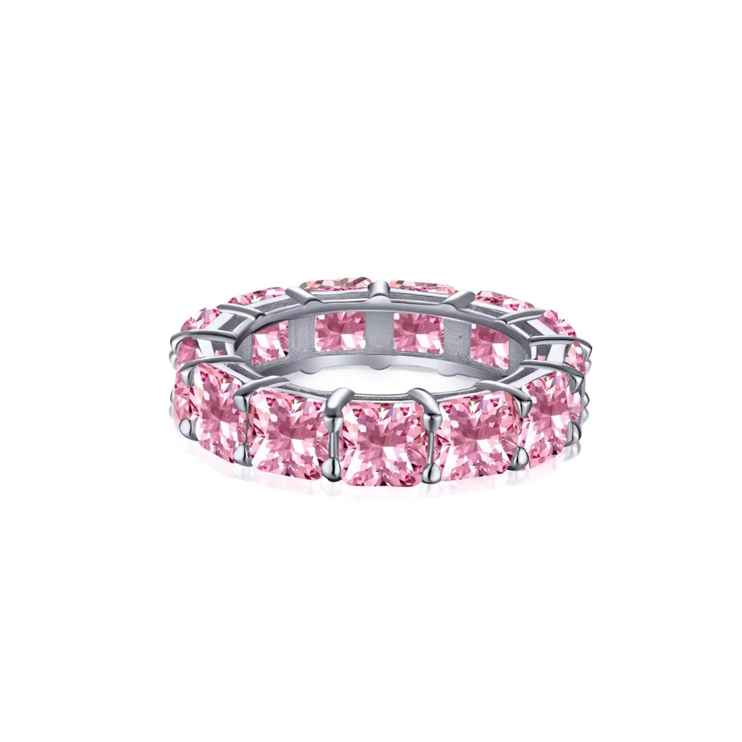 Full Circle Pink Crystal 925 Sterling Silver Ring