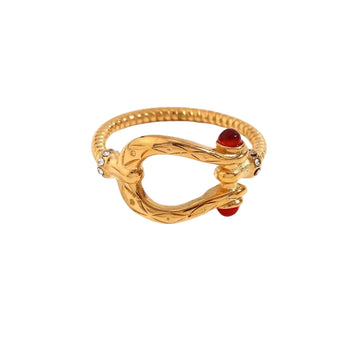 Irene 18k Serpent Infinity Garnet Ring