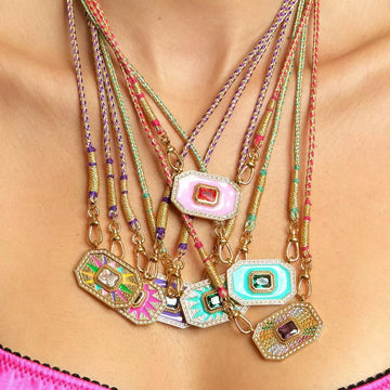 Dafne Geometric Enamel Pendant Necklace