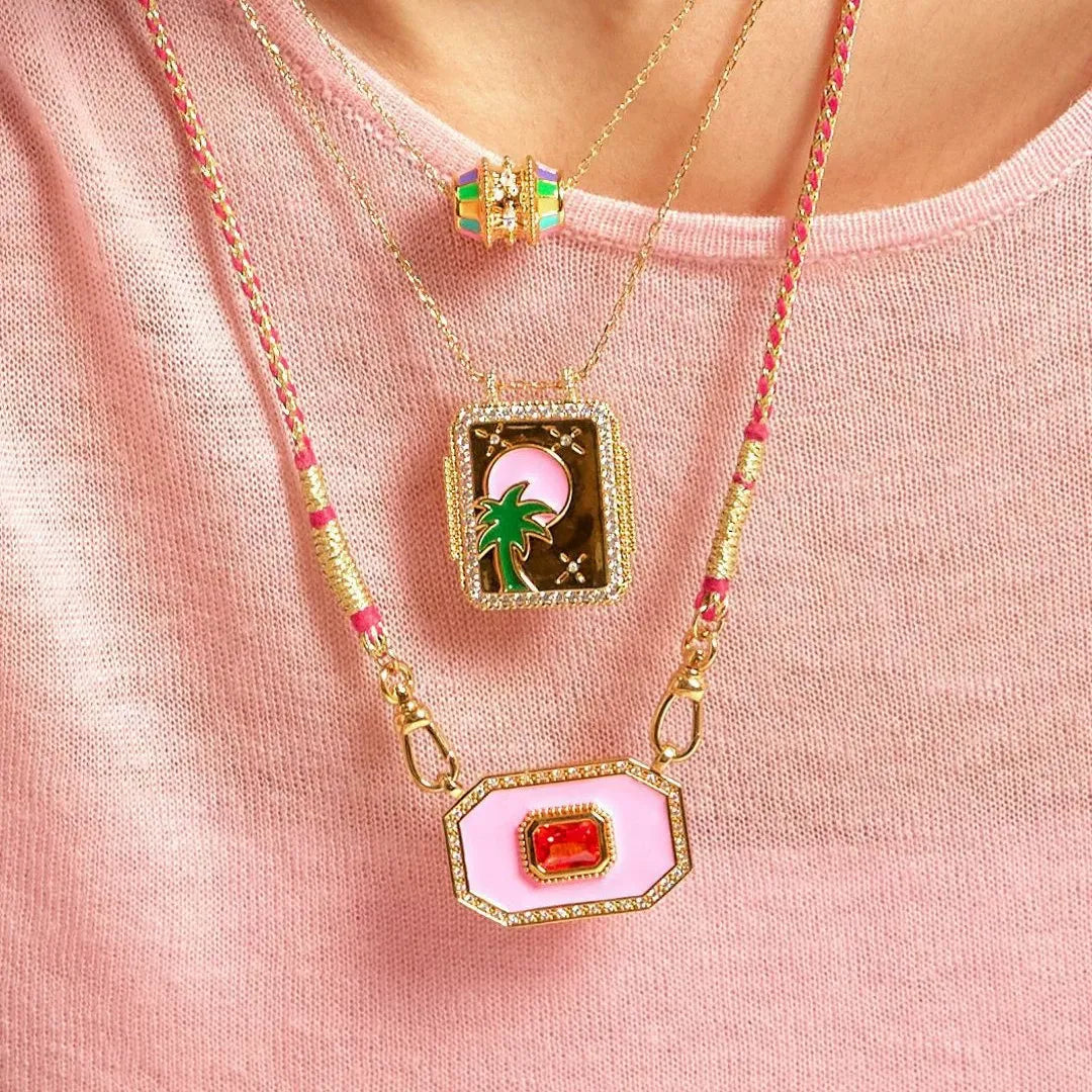 Dafne Geometric Enamel Pendant Necklace