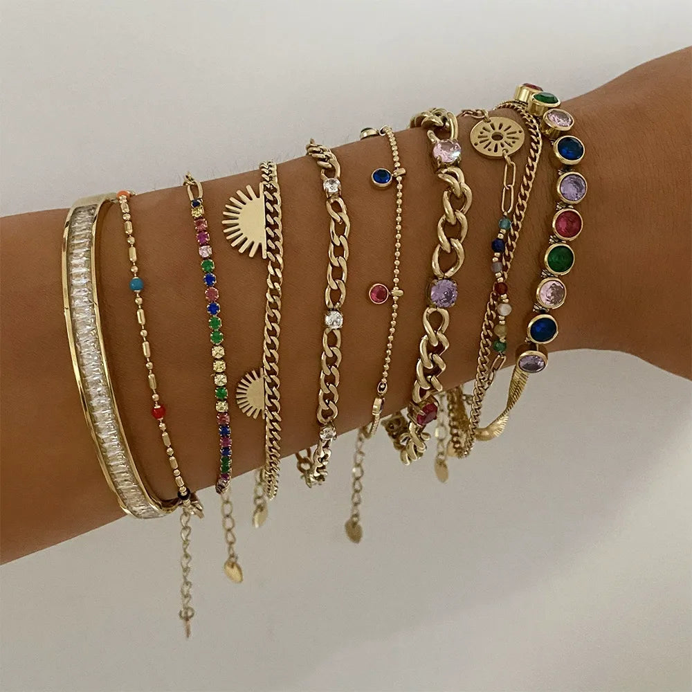 Keyara Colorful Zircon Bracelet Set [9T88JYPF]