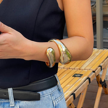 Gray Sculptural Teardrop Cuff
