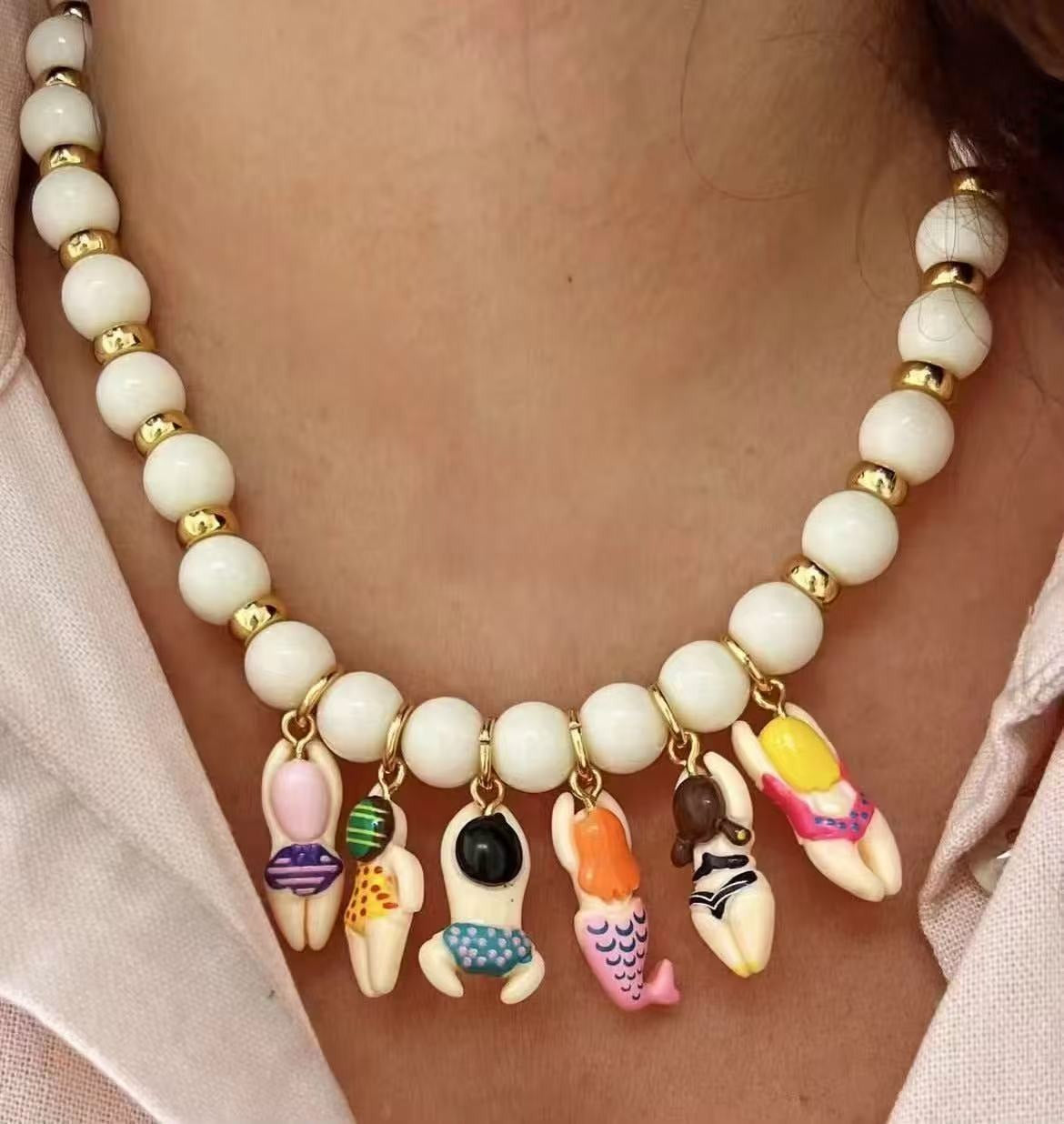 Cartoon Charm Beaded Necklace