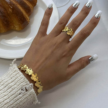 Mallie Floral Blossom Adjustable Ring & Bracelet Set