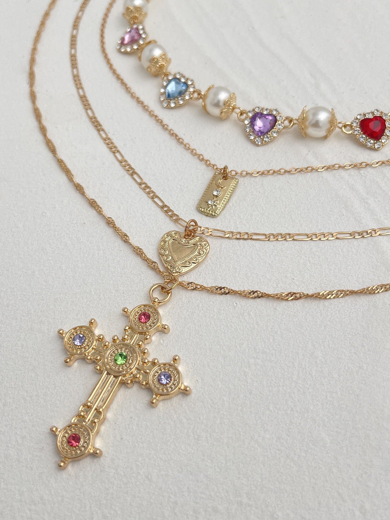 Jlynn Layered Cross Necklace Set