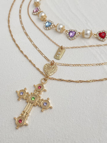 Jlynn Layered Cross Necklace Set