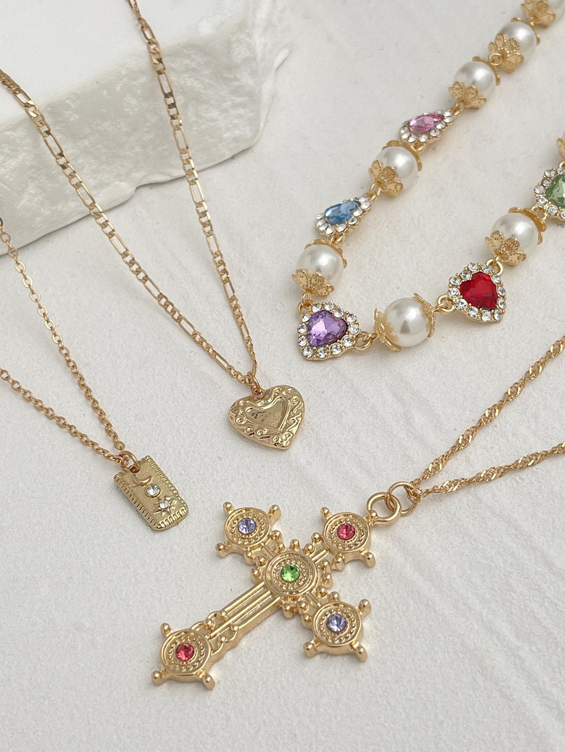 Jlynn Layered Cross Necklace Set