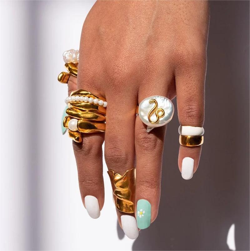 Zodiac Sign Pearl Adjustable Ring