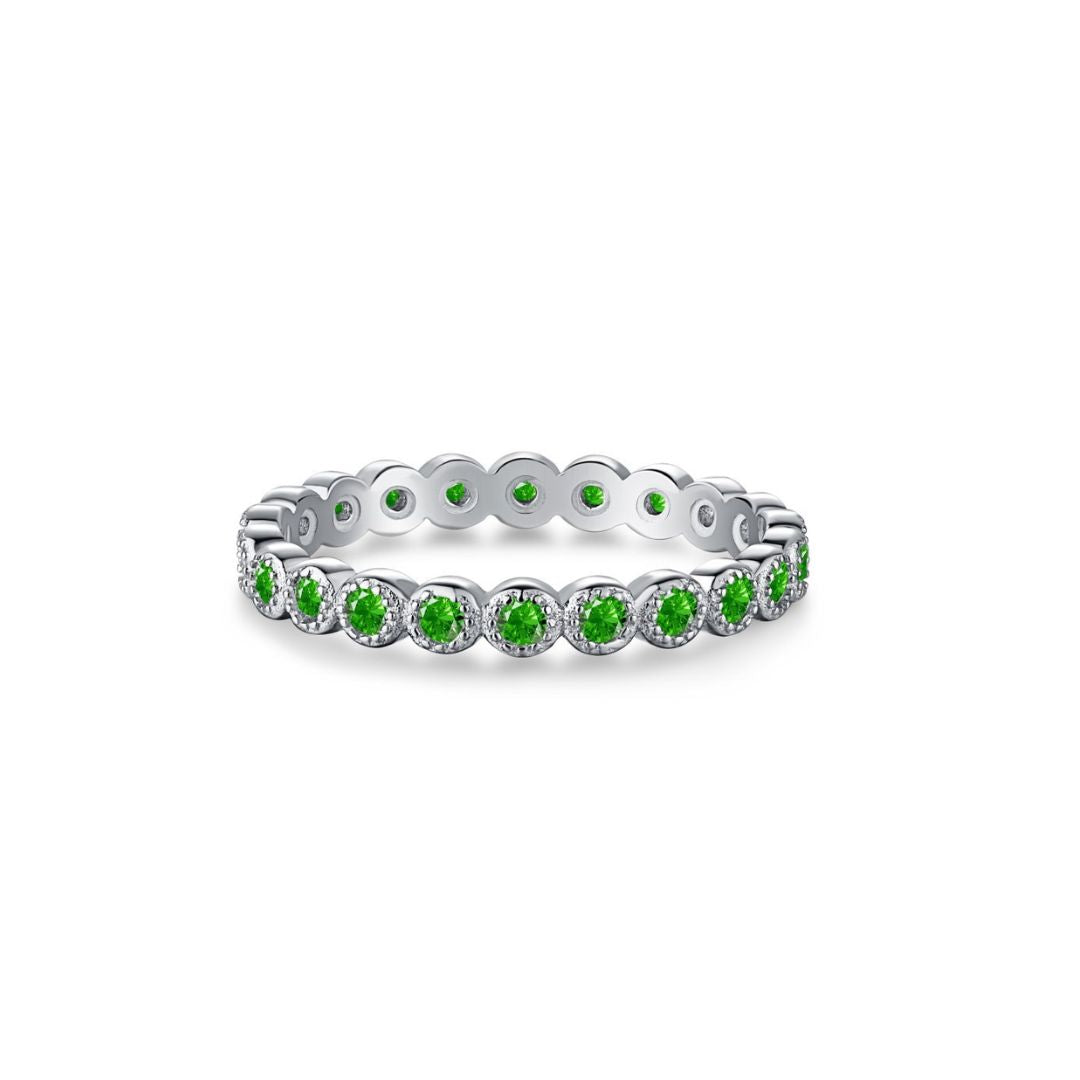 Eternity Minimal Green Crystal 925 Sterling Silver Ring