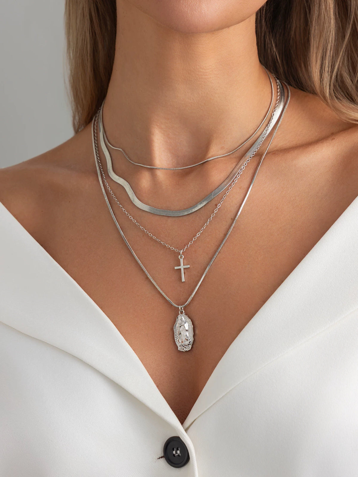 Missy Jewelry - Aaliah Layered Cross Medallion Necklace