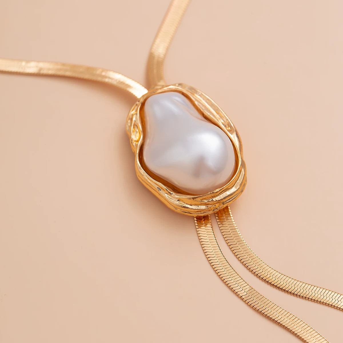 Missy Jewelry - Aamiyah Pearl Y-Shape Gold Necklace
