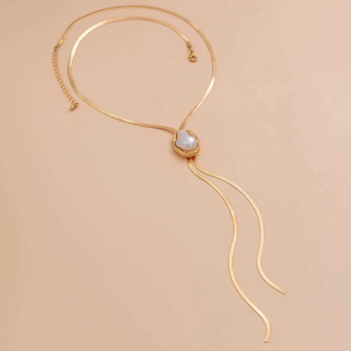 Missy Jewelry - Aamiyah Pearl Y-Shape Gold Necklace