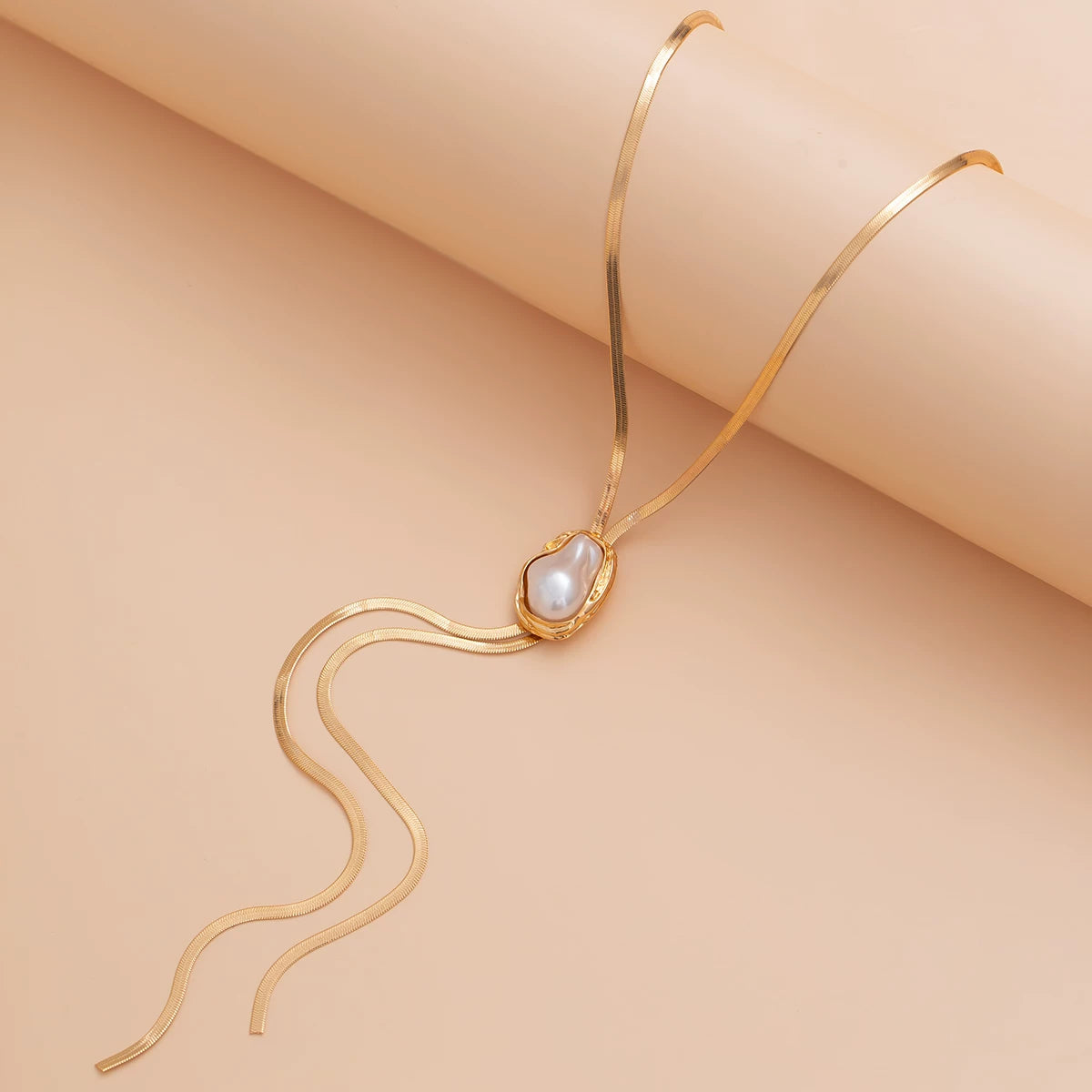Missy Jewelry - Aamiyah Pearl Y-Shape Gold Necklace