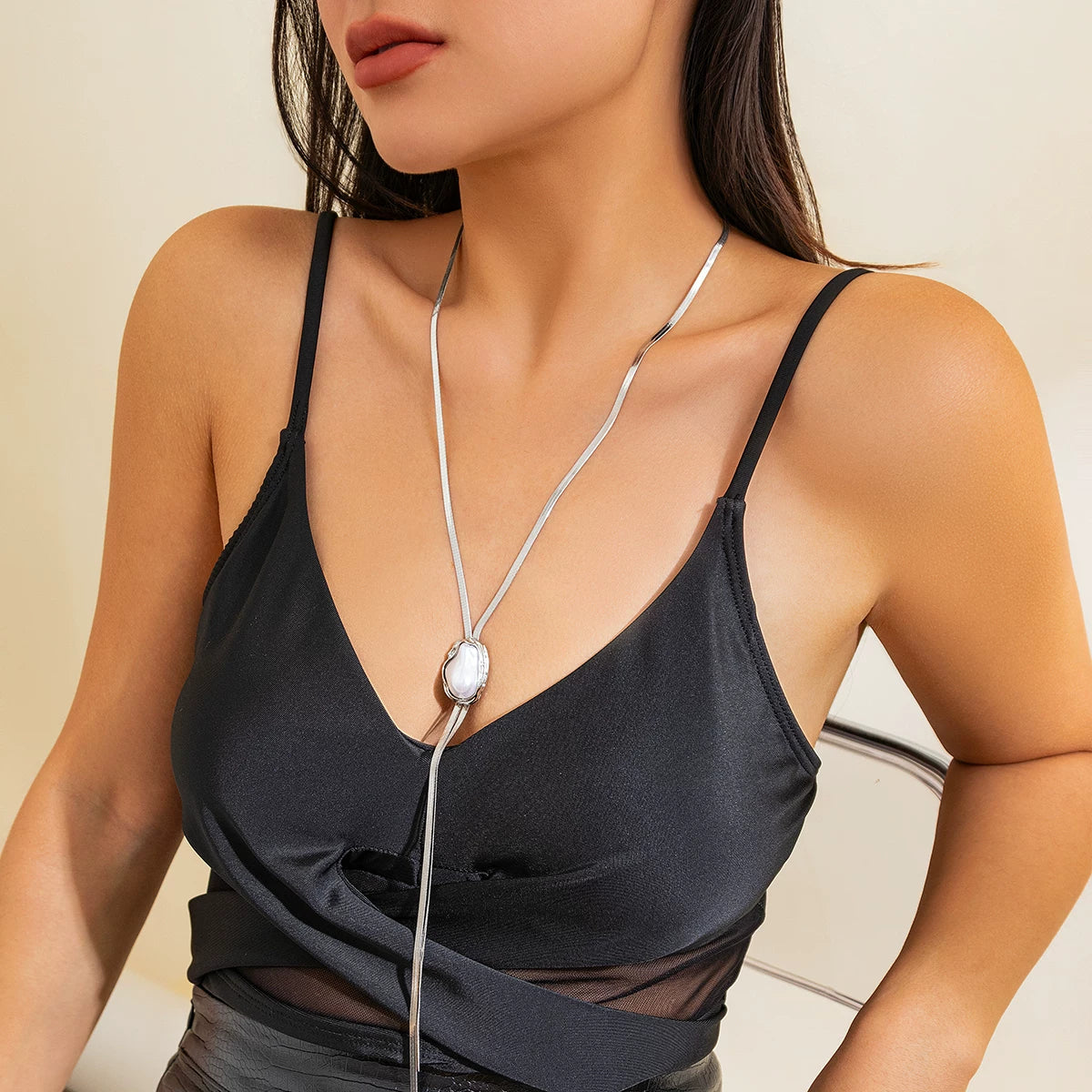 Missy Jewelry - Aamiyah Pearl Y-Shape Gold Necklace