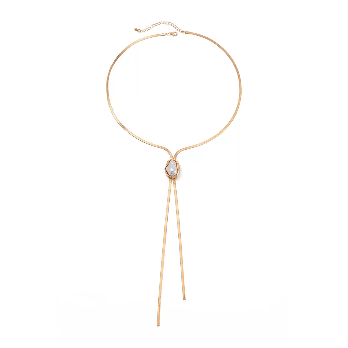Missy Jewelry - Aamiyah Pearl Y-Shape Gold Necklace - Gold Color