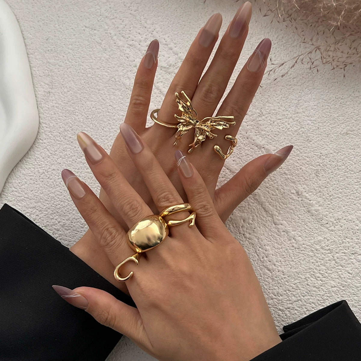 Missy Jewelry - Aasiyah Irregular Butterfly Ring Set