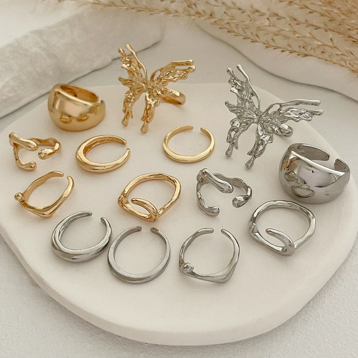 Missy Jewelry - Aasiyah Irregular Butterfly Ring Set