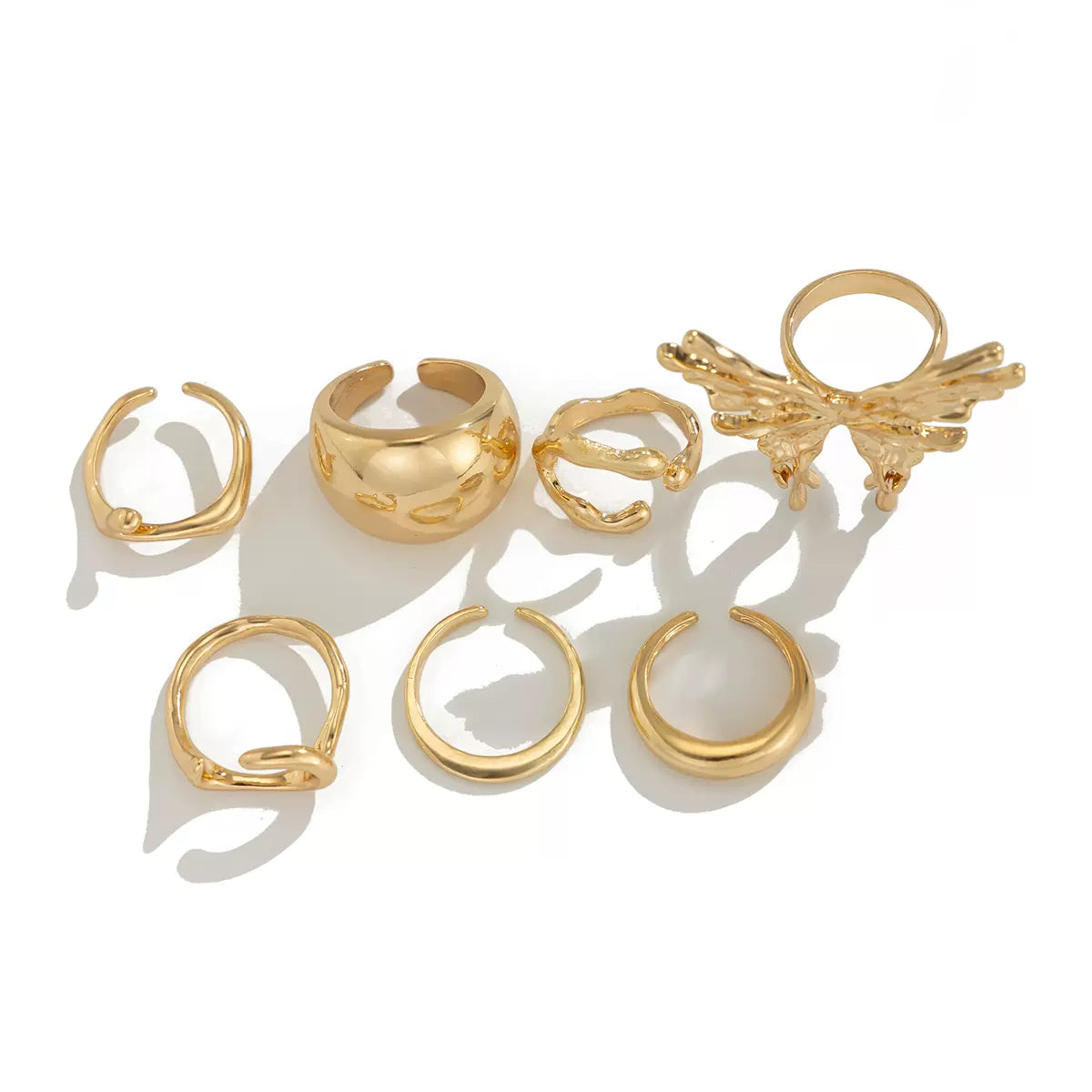 Missy Jewelry - Aasiyah Irregular Butterfly Ring Set - Gold Color