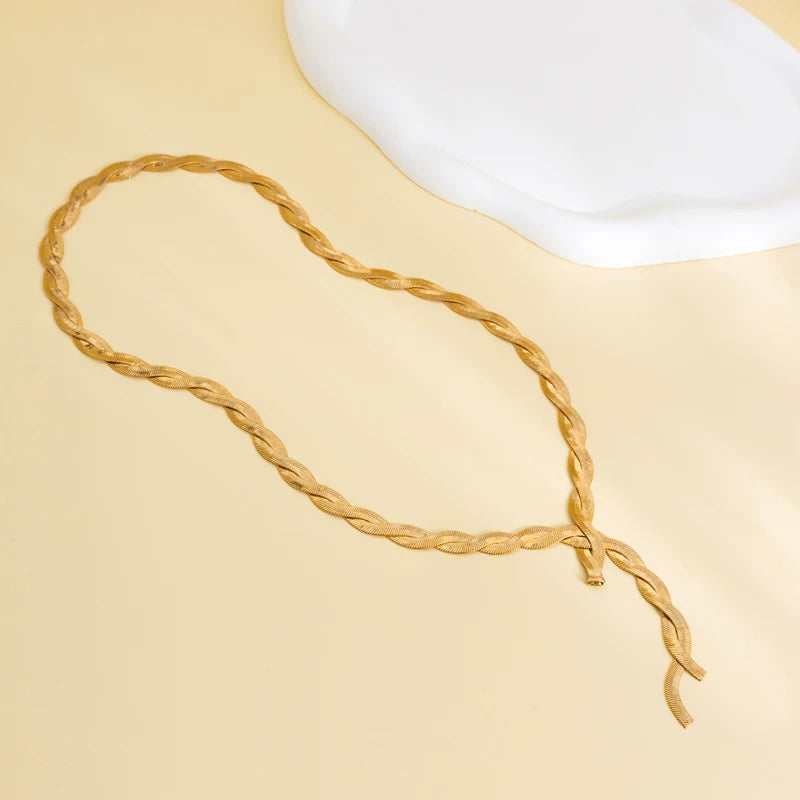 Missy Jewelry - Adeena Braided Lariat Chain Necklace