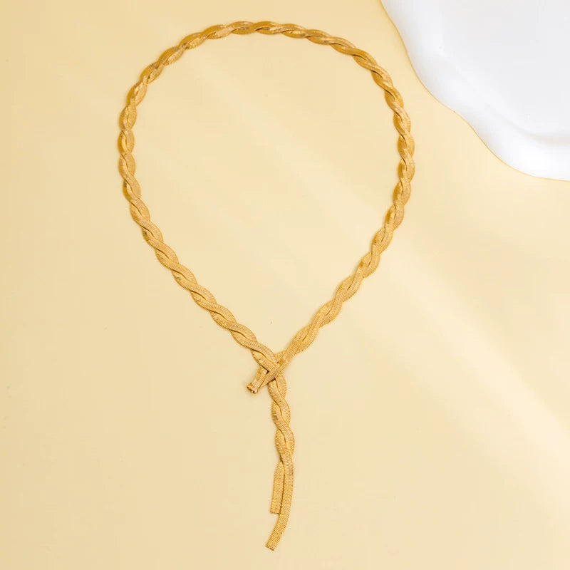 Missy Jewelry - Adeena Braided Lariat Chain Necklace