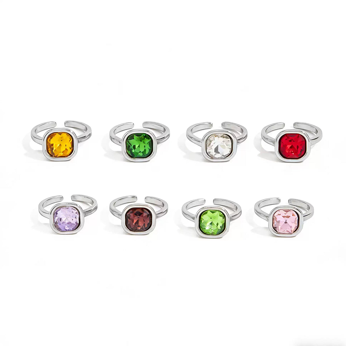 Missy Jewelry - Alaina Colorful Square Stone Ring Set