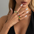 Missy Jewelry - Alaina Colorful Square Stone Ring Set