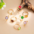 Missy Jewelry - Alaina Colorful Square Stone Ring Set