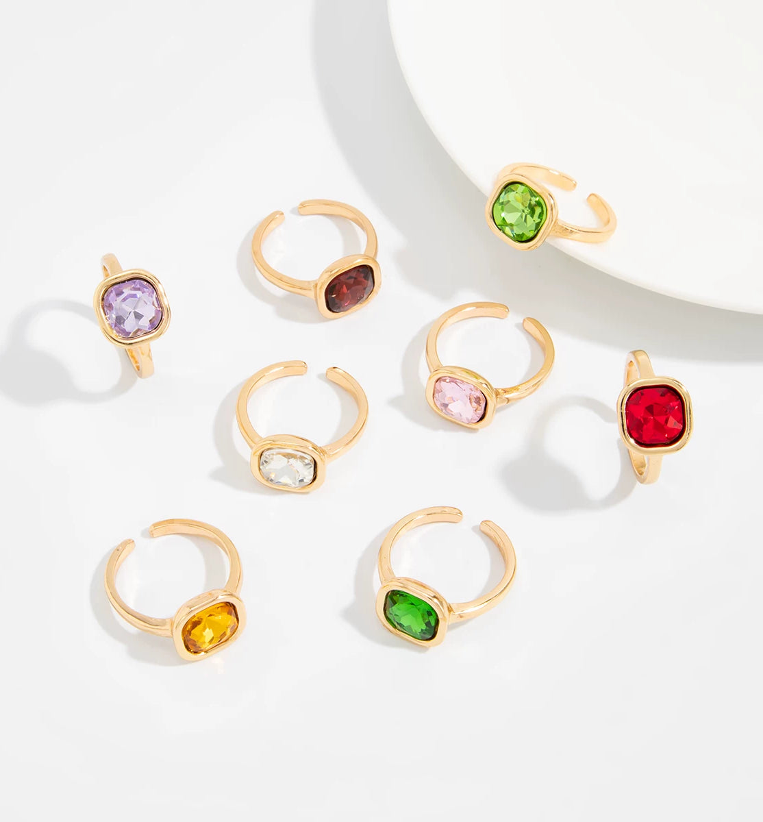 Missy Jewelry - Alaina Colorful Square Stone Ring Set