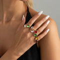 Missy Jewelry - Alaina Colorful Square Stone Ring Set