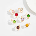 Missy Jewelry - Alaina Colorful Square Stone Ring Set