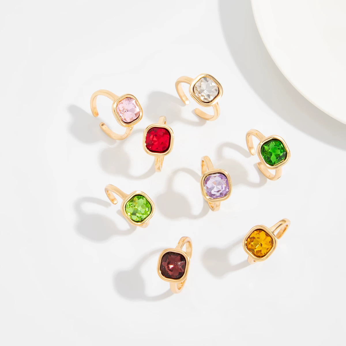 Missy Jewelry - Alaina Colorful Square Stone Ring Set
