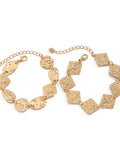 Missy Jewelry - Alana Hammered Geometric Bracelet Set - Gold Color