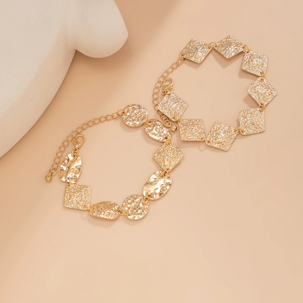 Missy Jewelry - Alana Hammered Geometric Bracelet Set