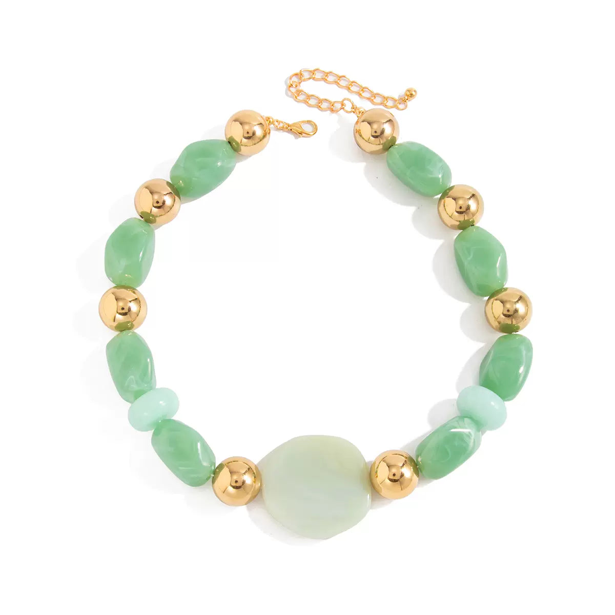 Missy Jewelry - Allanah Faux Jade Beaded Necklace - Green Color