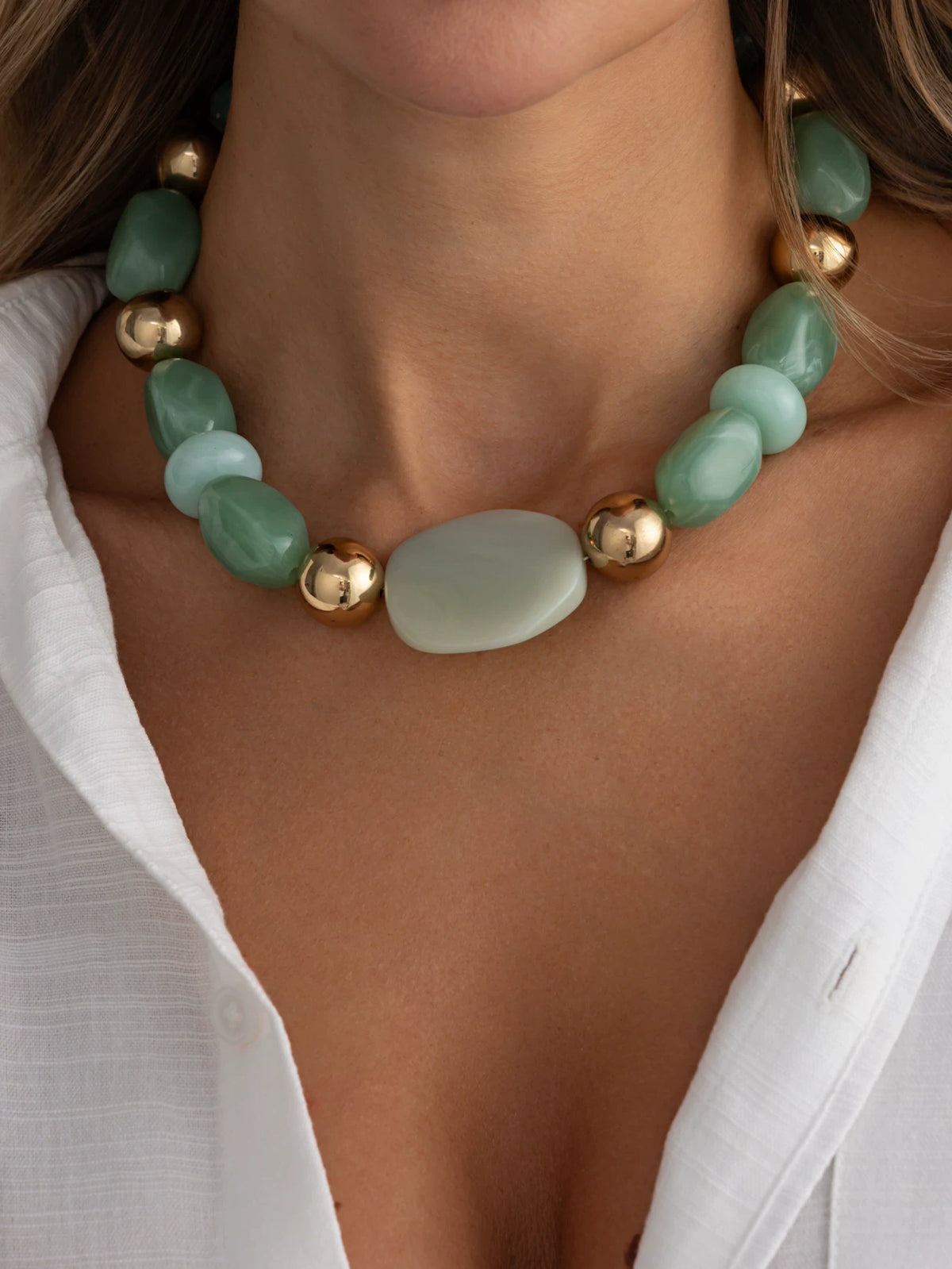 Missy Jewelry - Allanah Faux Jade Beaded Necklace