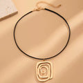 Missy Jewelry - Aloni Swirl Pendant Cord Necklace - Gold Square Swirl Necklace Color