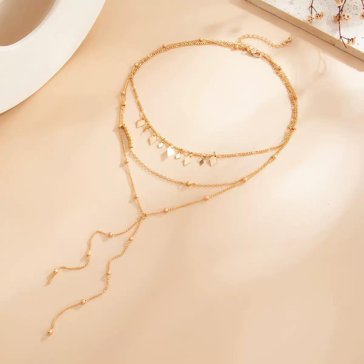 Missy Jewelry - Alorah Layered Tassel Necklace Set - Gold Color