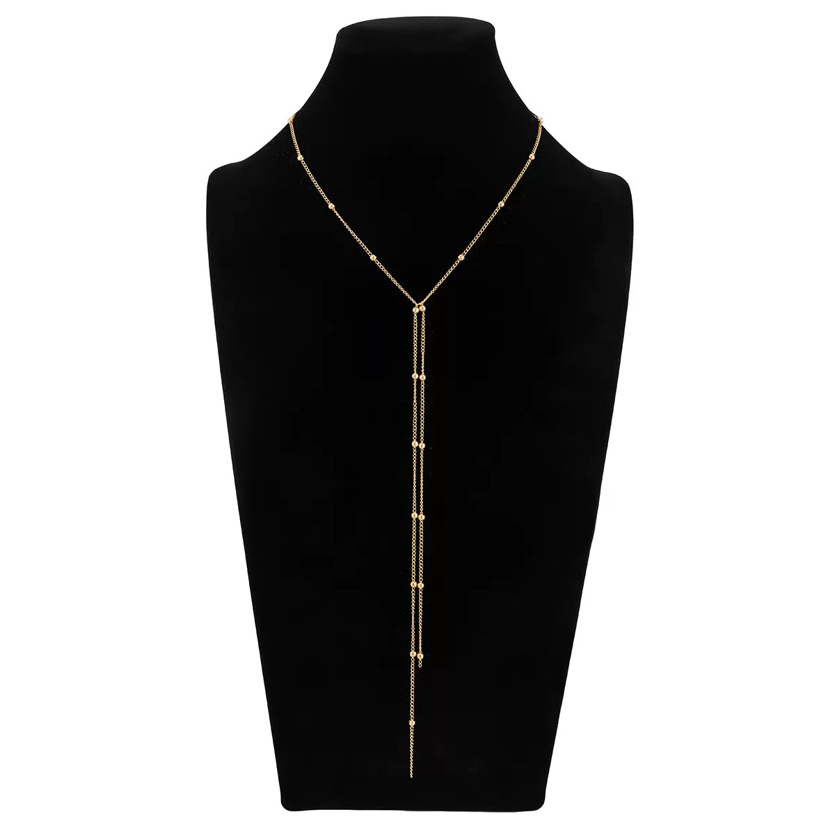 Missy Jewelry - Amaiah Dainty Bead Lariat Necklace - Gold Color