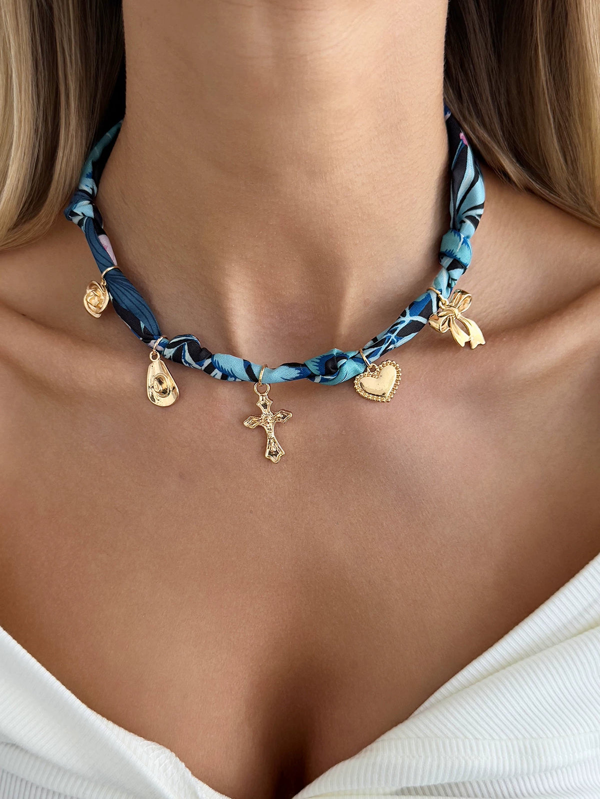 Missy Jewelry - Amarah Floral Scarf Charm Necklace