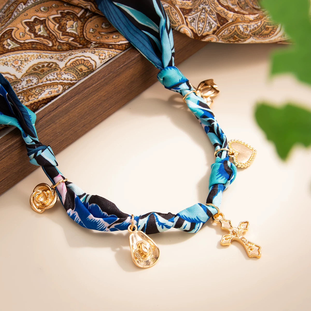 Missy Jewelry - Amarah Floral Scarf Charm Necklace