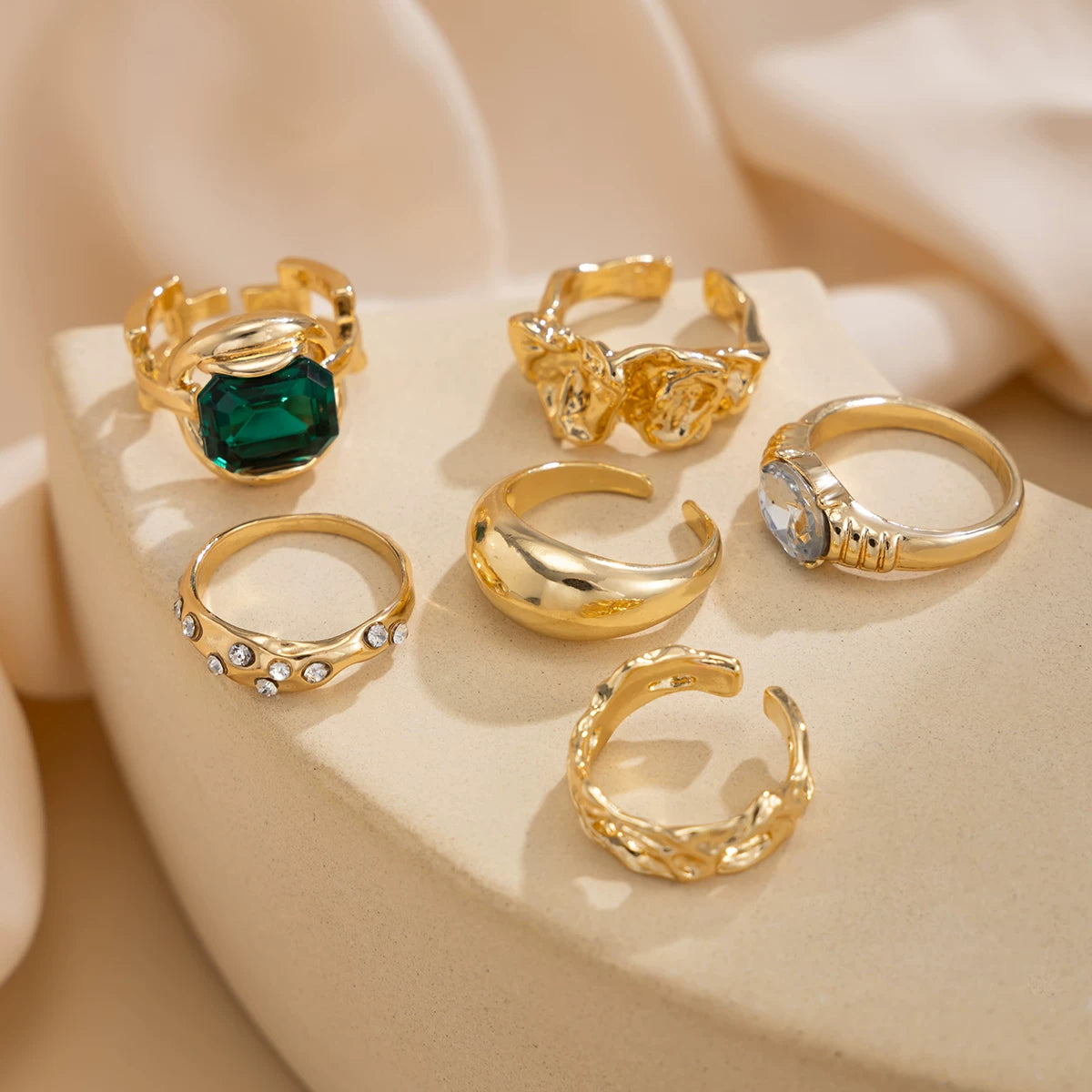 Missy Jewelry - Anai Organic Textured Ring Set