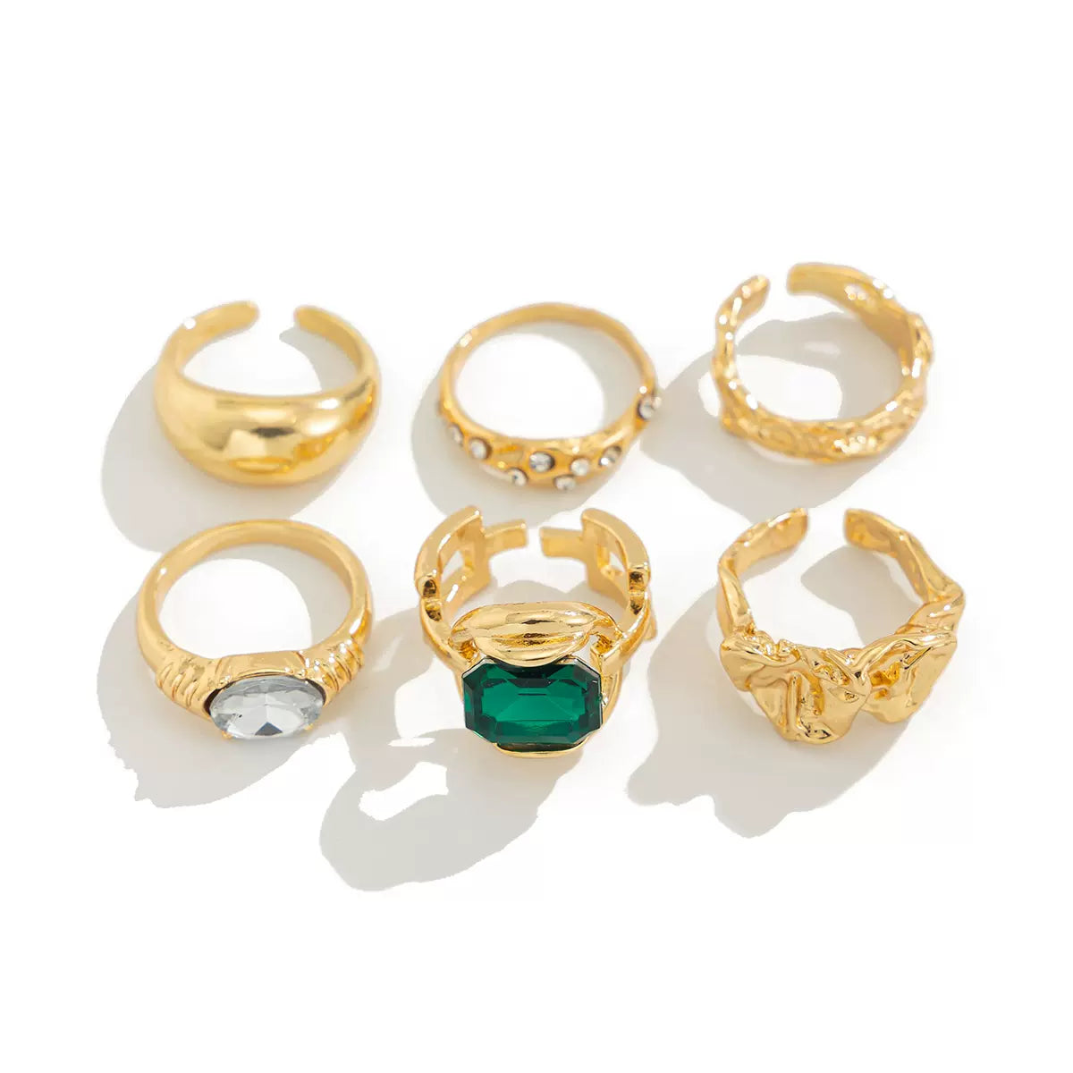 Missy Jewelry - Anai Organic Textured Ring Set - Gold Color