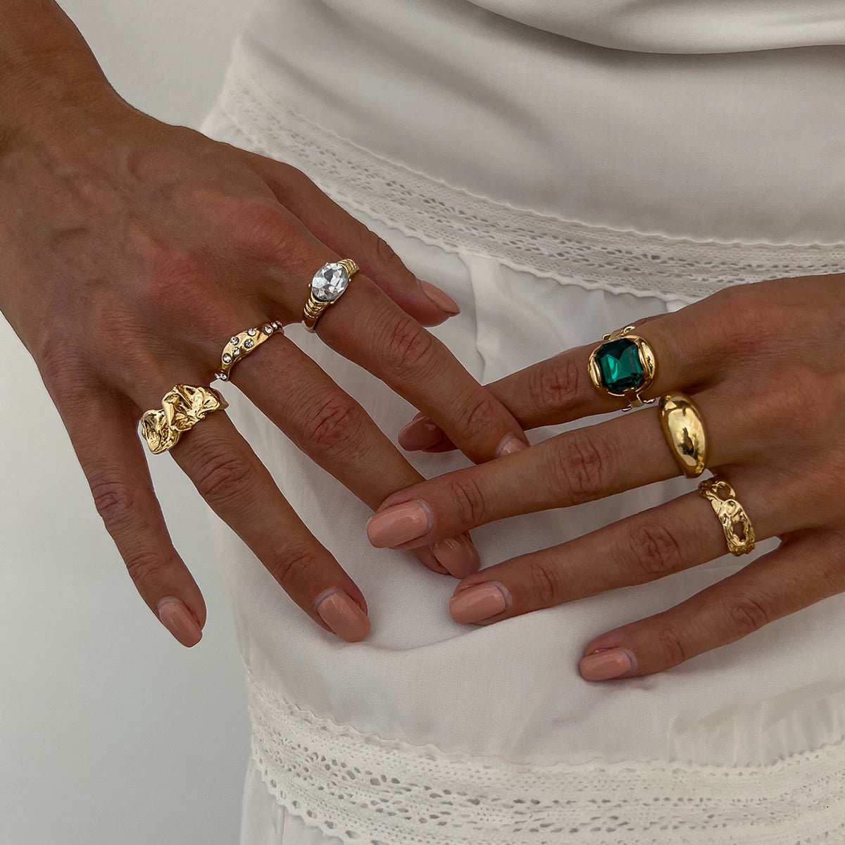 Missy Jewelry - Anai Organic Textured Ring Set