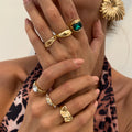 Missy Jewelry - Anai Organic Textured Ring Set - Gold Color
