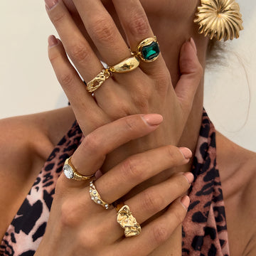 Missy Jewelry - Anai Organic Textured Ring Set - Gold Color