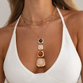 Missy Jewelry - Areej Layered Organic Pendant Necklace - Gold Color