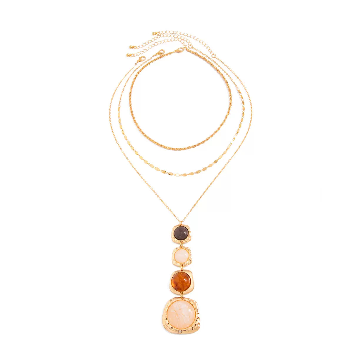 Missy Jewelry - Areej Layered Organic Pendant Necklace - Gold Color