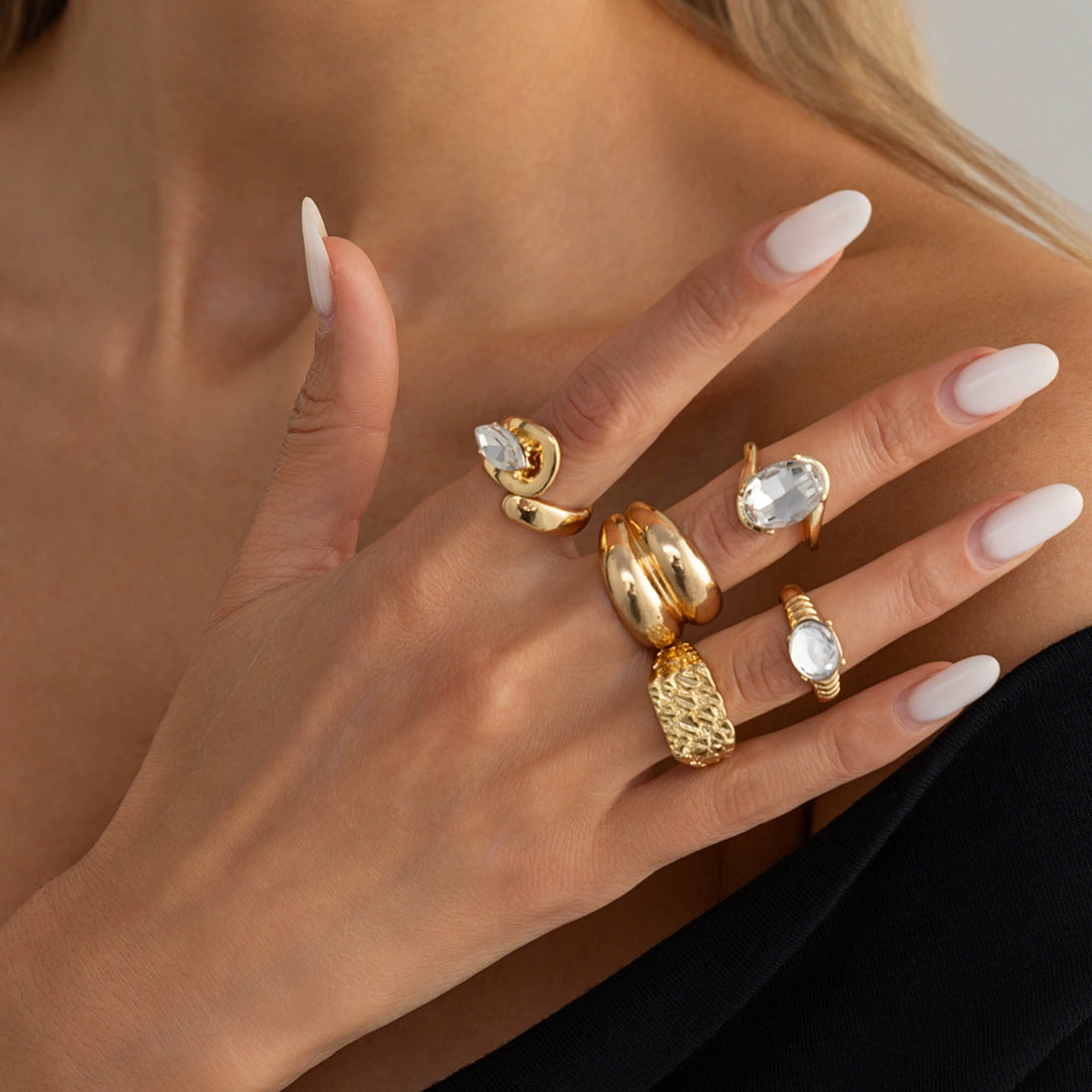 Missy Jewelry - Asher Bohemian Vintage Ring Set - Gold Color